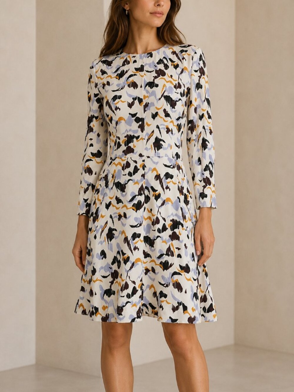 A.L.C. Silk Printed Fit & Flare Dress Ivory Multicolor Size 2